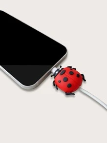 Ladybug Silicone Data Cable Protector, Penguin Cartoon Apple Phone Data Cable Anti-Breaking Savior, Multiple Cartoon Protective Cases - Red - View 4