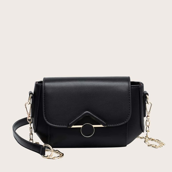 

Minimalist Flap Chain Crossbody Bag, Black