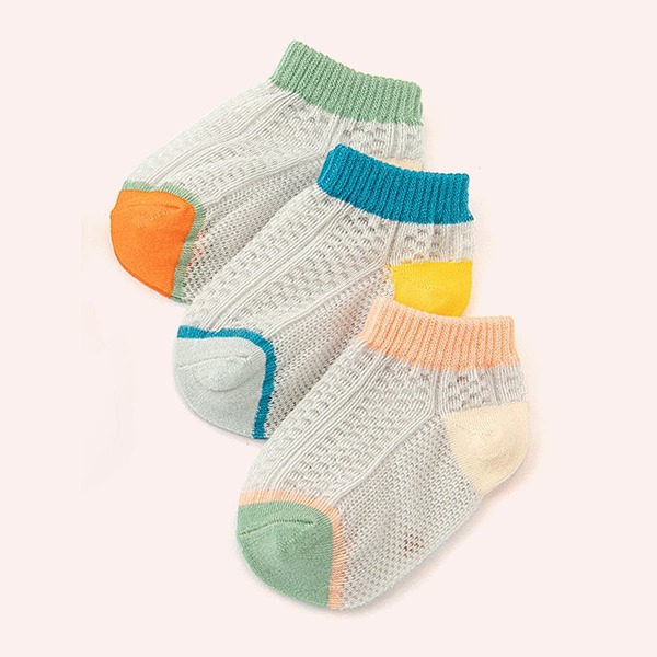 

3pairs Kids Colorblock Socks, Multicolor