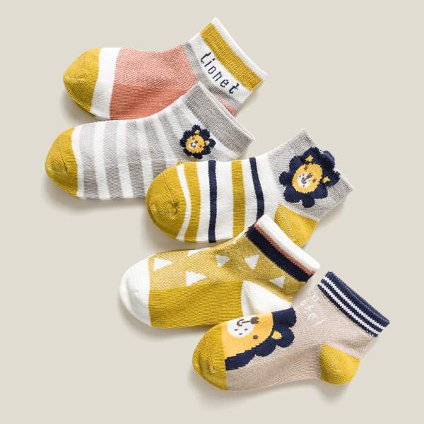 

5pairs Girls Cartoon Graphic Socks, Multicolor