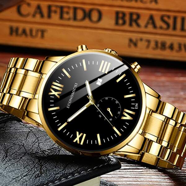 

Men Round Pointer Date Quartz Watch