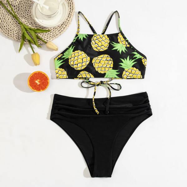 

Pineapple Print Bikini Swimsuit, Multicolor