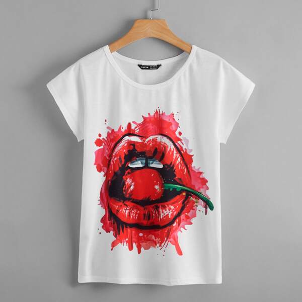 

Cherry & Mouth Graphic Tee, White