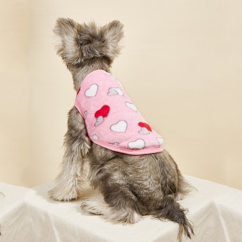 

Heart Print Plush Pet Tank Top, Baby pink