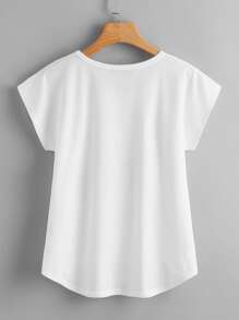 Round Neck Figure Graphic Tee - White - View 2