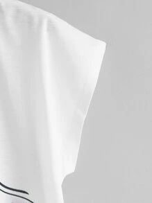Round Neck Figure Graphic Tee - White - View 4