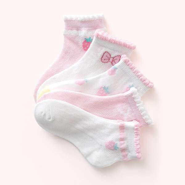 

5pairs Girls Cartoon Graphic Socks, Multicolor
