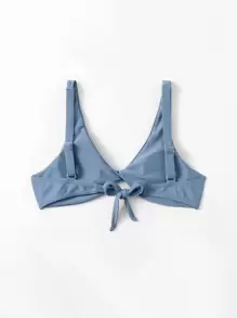 Swim Basics Summer Beach Twist Front Bikini Top - Dusty Blue - View 2