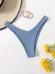 Swim Basics Summer Beach High Cut Bikini Panty - Dusty Blue - View 3