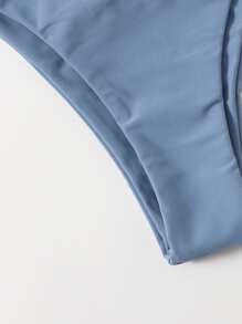 Swim Basics Summer Beach High Cut Bikini Panty - Dusty Blue - View 5
