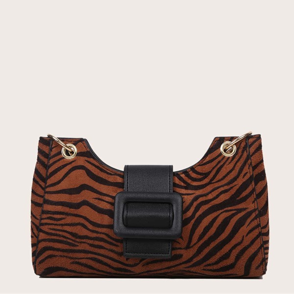 

Tiger Print Shoulder Bag, Brown