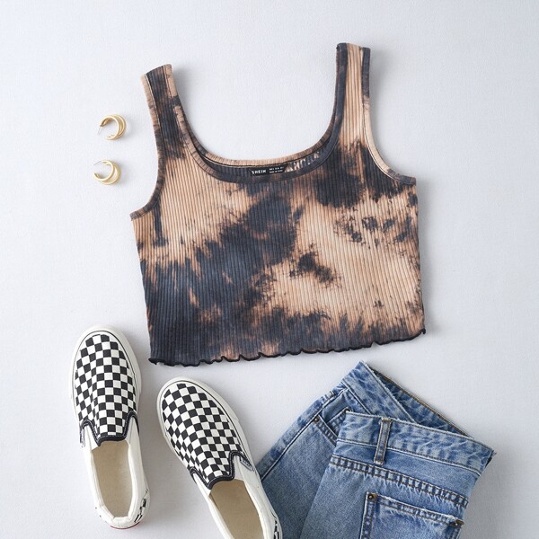 

Tie Dye Lettuce Trim Tank Top, Multicolor