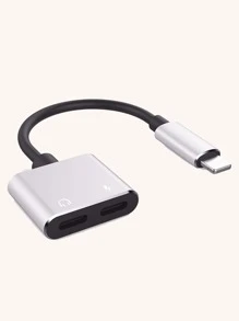 Adaptador de cable de cargador Lightning 2 en 1 - Plateado - Ver 1
