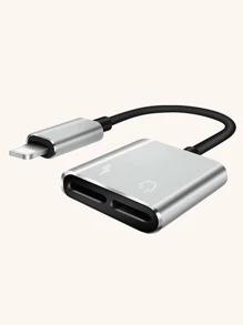 Adaptador de cable de cargador Lightning 2 en 1 - Plateado - Ver 2