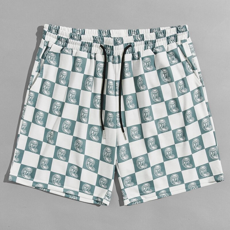 

Guys Gingham Drawstring Shorts 7'', White