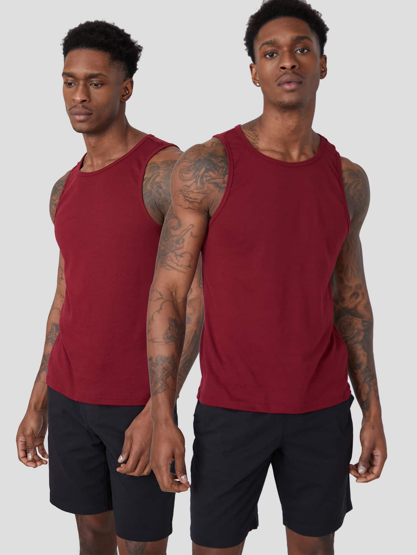 Manfinity NiteLyfe 2 paquetes de camiseta de tirantes de cuello redondo para hombre - Granate - Ver 1