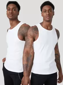 AXEPEAK 2 paquets de débardeurs mode col rond sans manches unis pour hommes, pour les vacances, cadeau de petit ami, prêt pour le streetwear