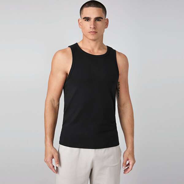 

Men 2 Pack Solid Tank Top, Black