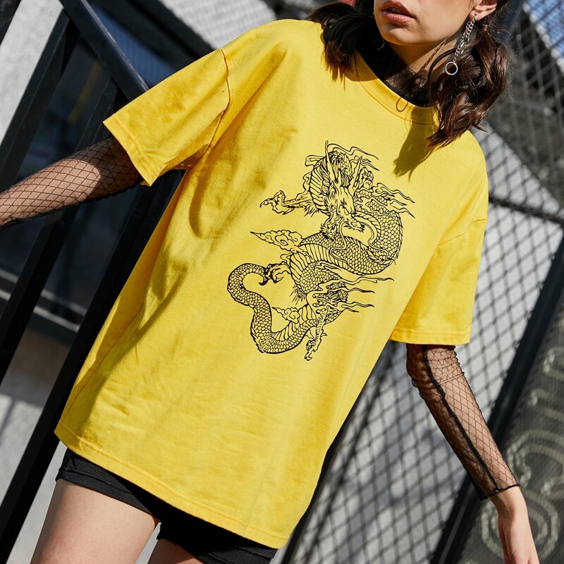 

Chinese Dragon Oversized Tee, Yellow