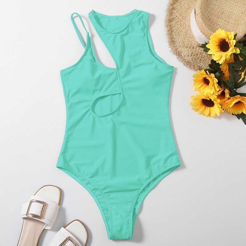 

Cut-out One Piece Swimsuit, Mint blue