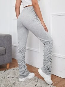 Muchica 抽褶素色運動褲 - 淺灰色 - 查看 2