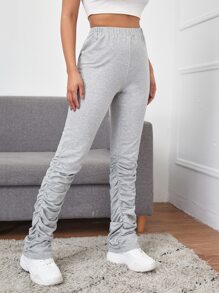 Muchica 抽褶素色運動褲 - 淺灰色 - 查看 5