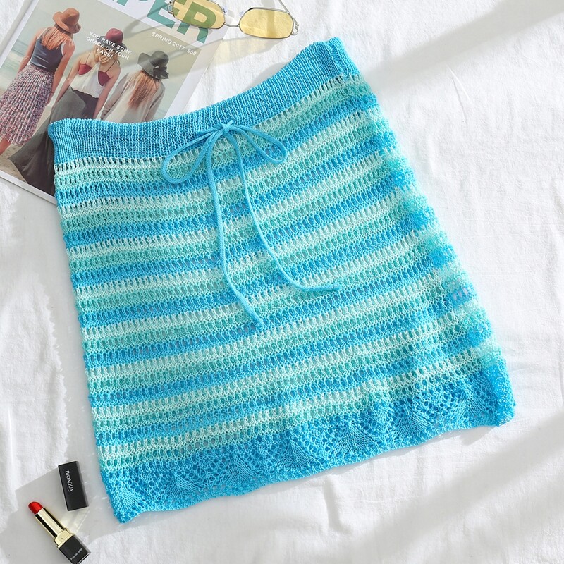

Striped Drawstring Cover Up Skirt, Multicolor