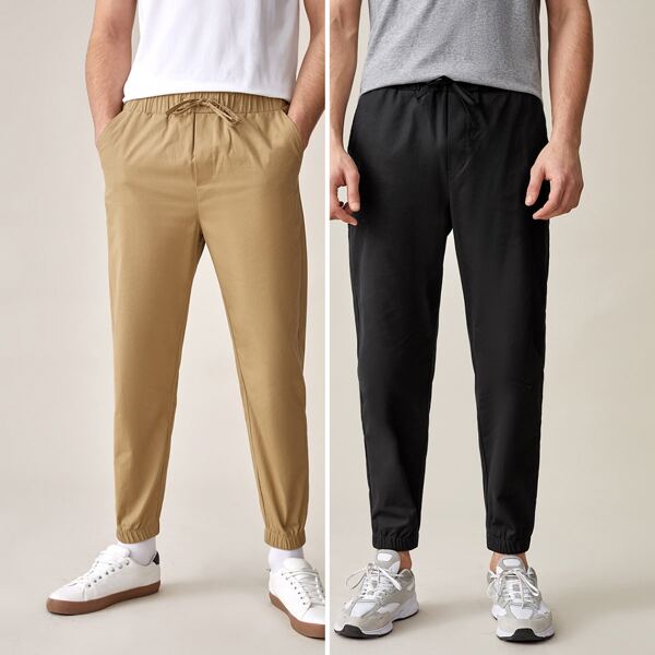 

Men 2pack Drawstring Waist Slant Pocket Pants, Multicolor