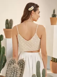 SHEIN VCAY Top en tricot en crochet avec applique fleurie