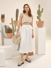 SHEIN VCAY Top en tricot en crochet avec applique fleurie