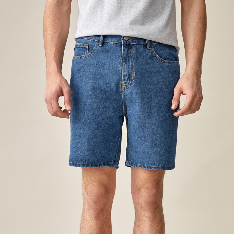 

Guys Buttoned Detail Denim Shorts, Medium wash