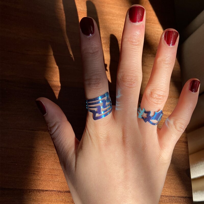 

2pcs Star Wide Ring, Blue