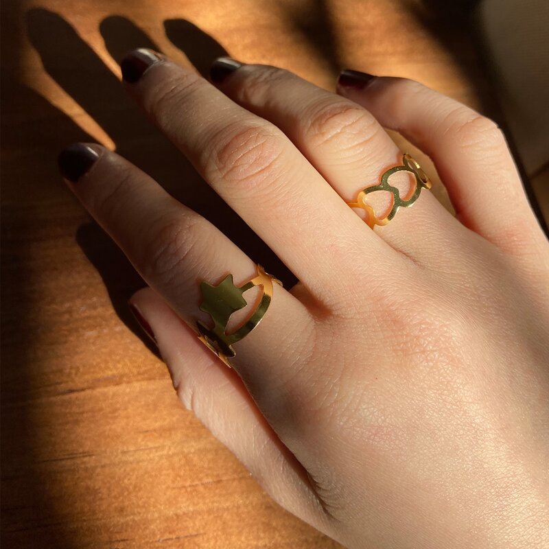 

2pcs Star & Heart Ring, Gold