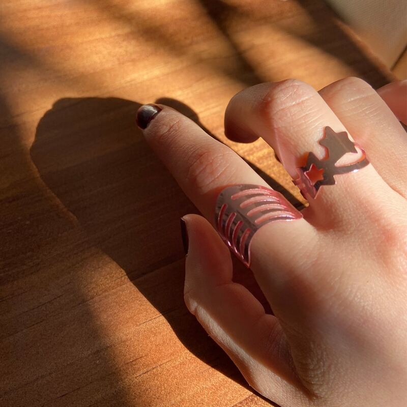 

2pcs Star Wide Ring, Pink