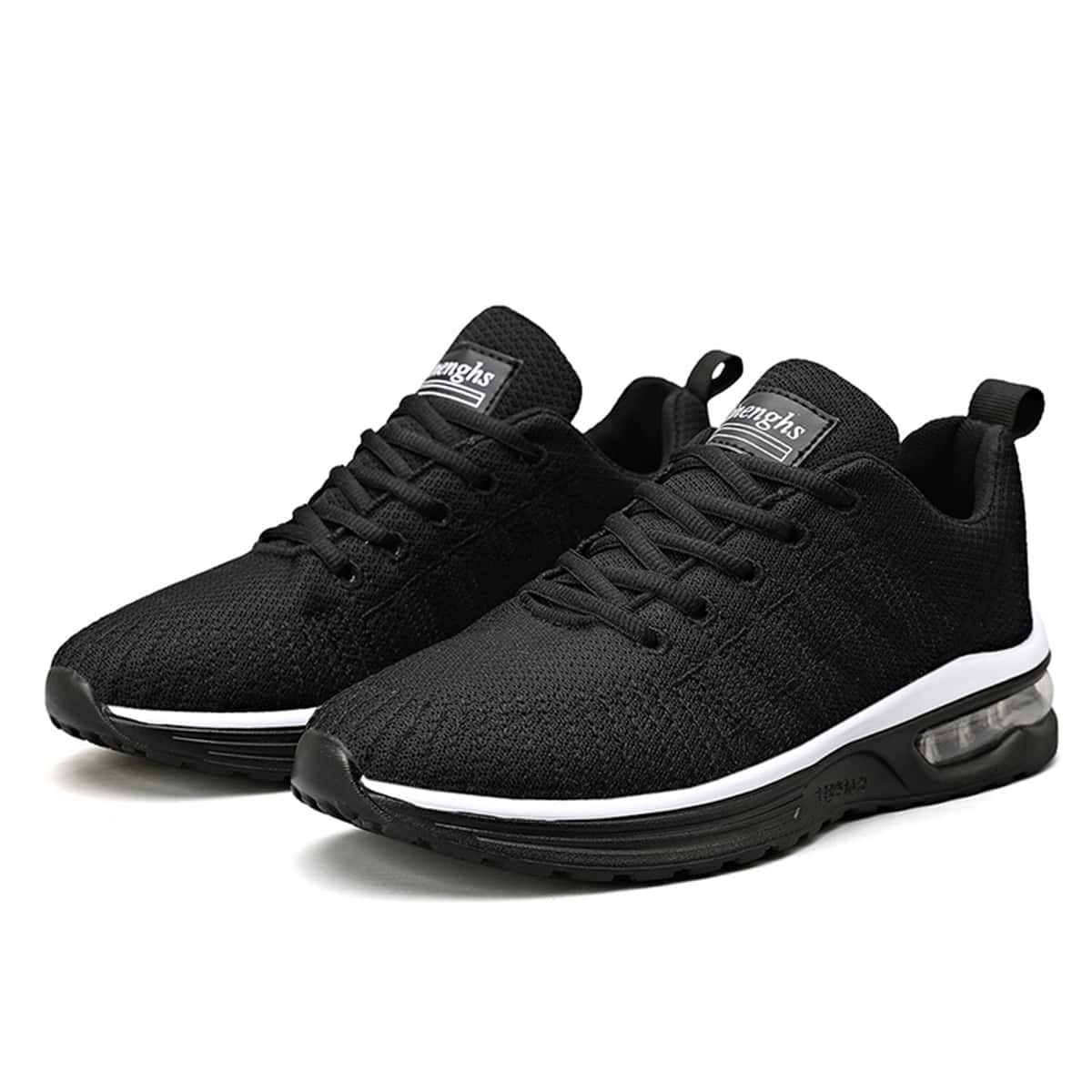 

Lace-up Knit Chunky Sneakers, Black