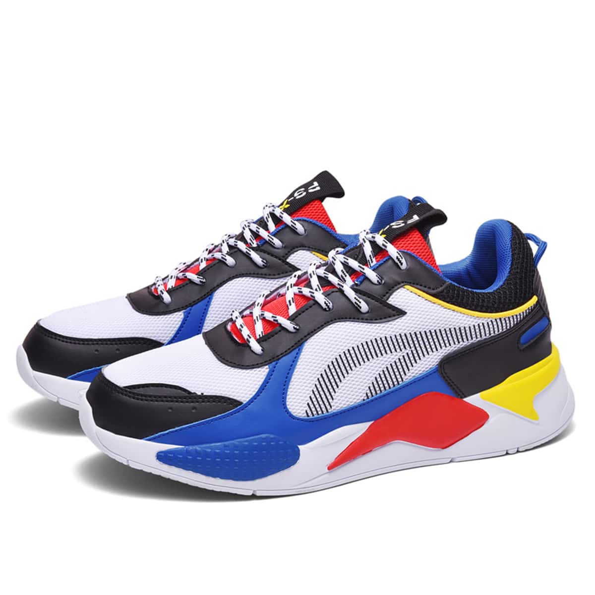 

Colorblock Lace-up Mesh Chunky Sneakers, Multicolor
