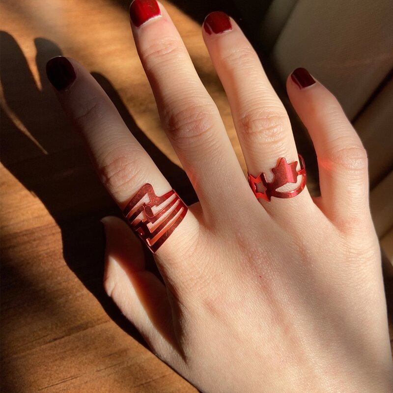 

2pcs Star Wide Ring, Red