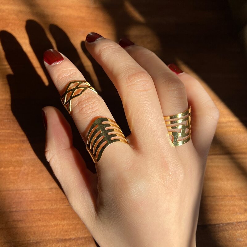 

3pcs Geo Wide Ring, Gold