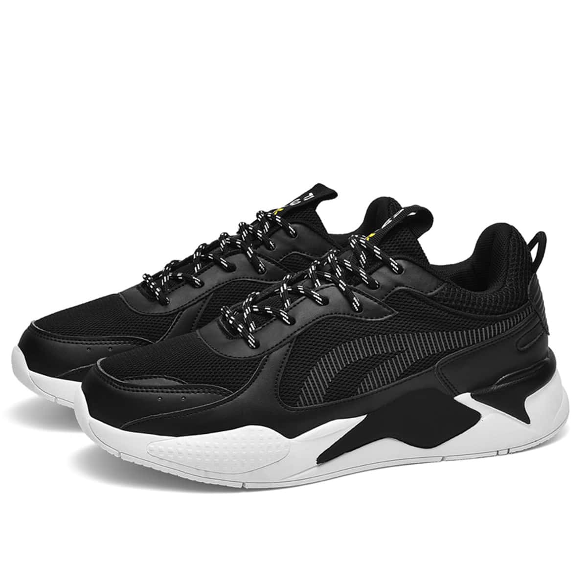 

Lace-up Mesh Chunky Sneakers, Black