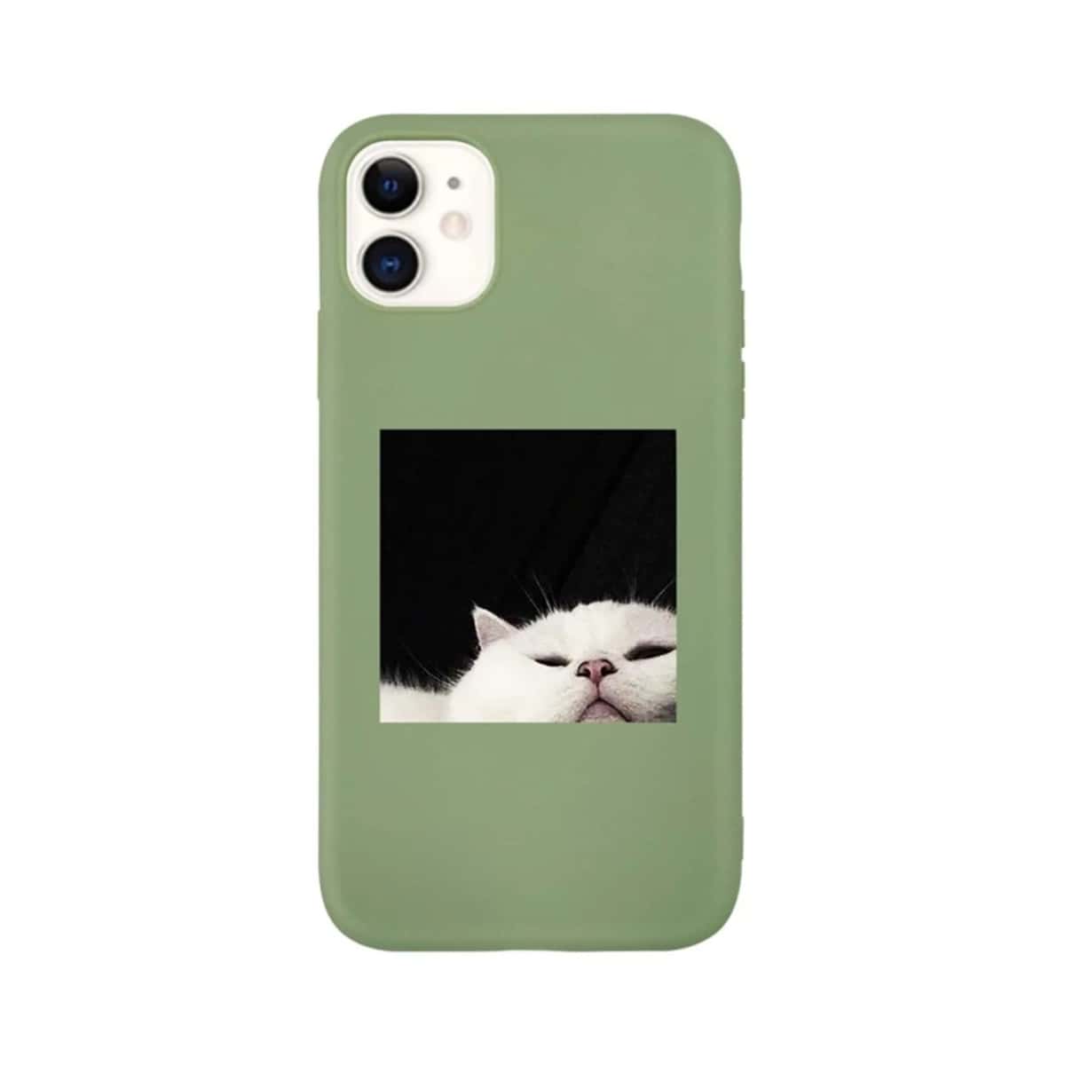 

Cat Print iPhone Case, Green