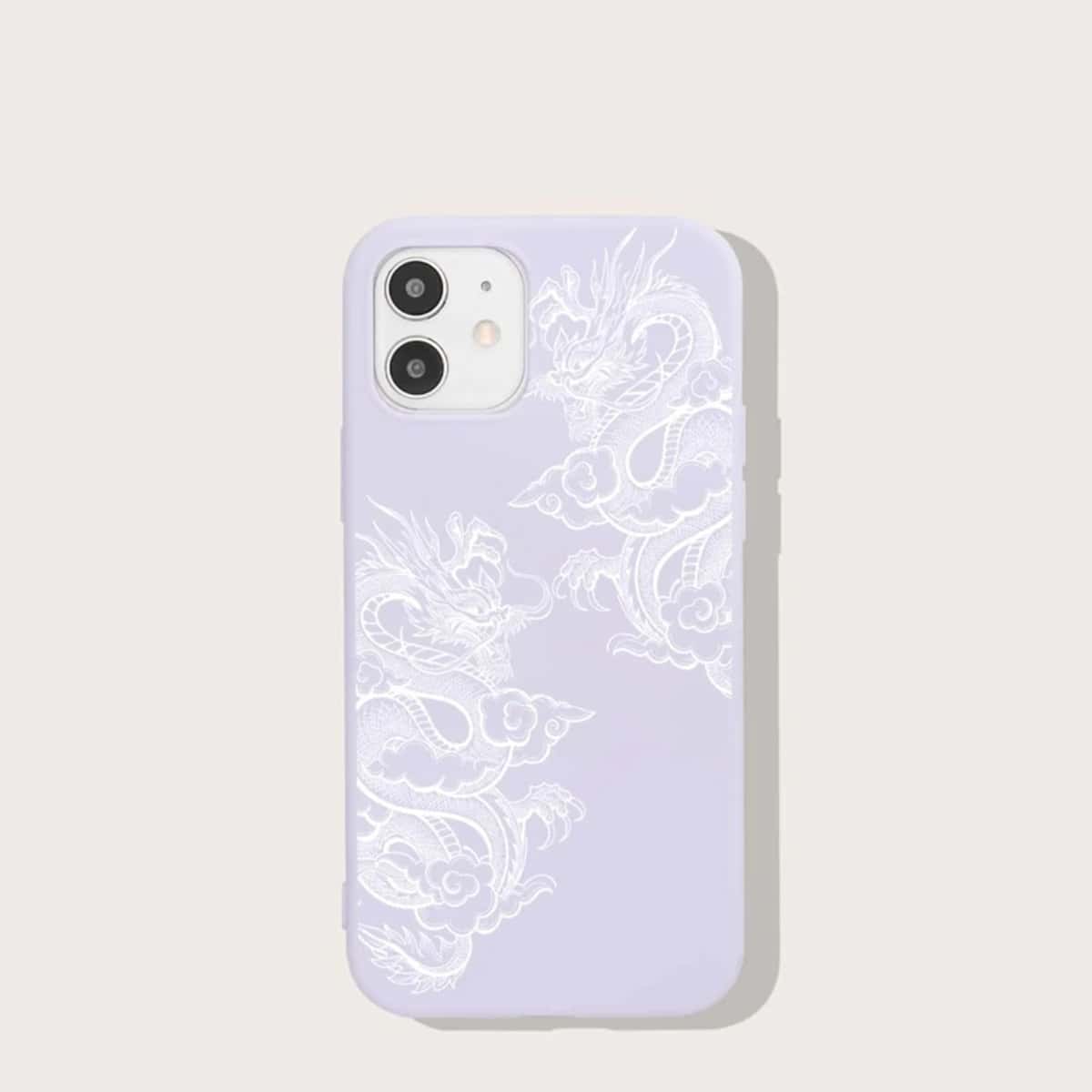 

Chinese Dragon Print iPhone Case, Purple