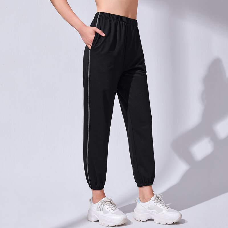 

Contrast Stitching Sweatpants, Black