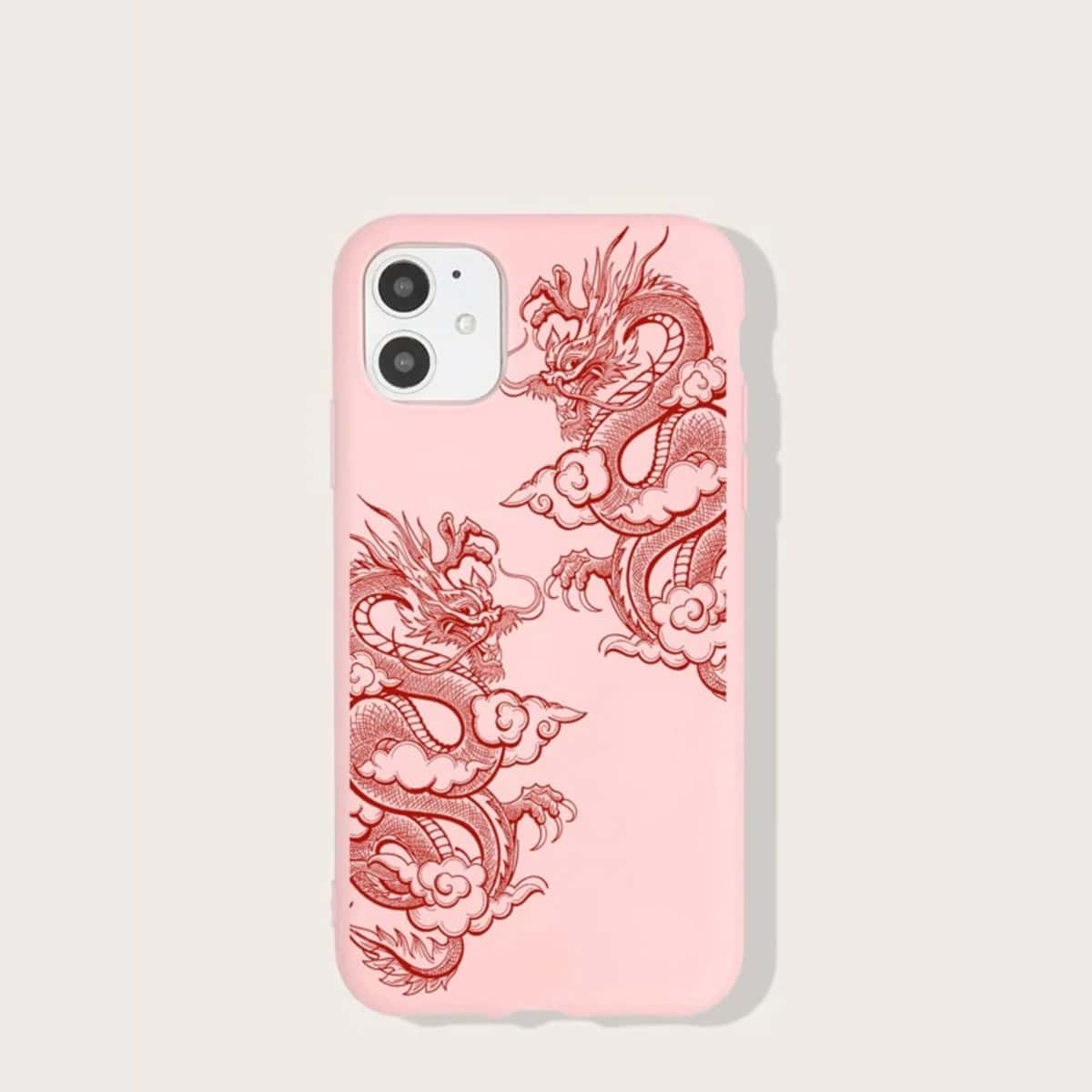

Chinese Dragon Print iPhone Case, Pink
