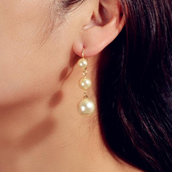 

Faux Pearl Drop Earrings, Gold