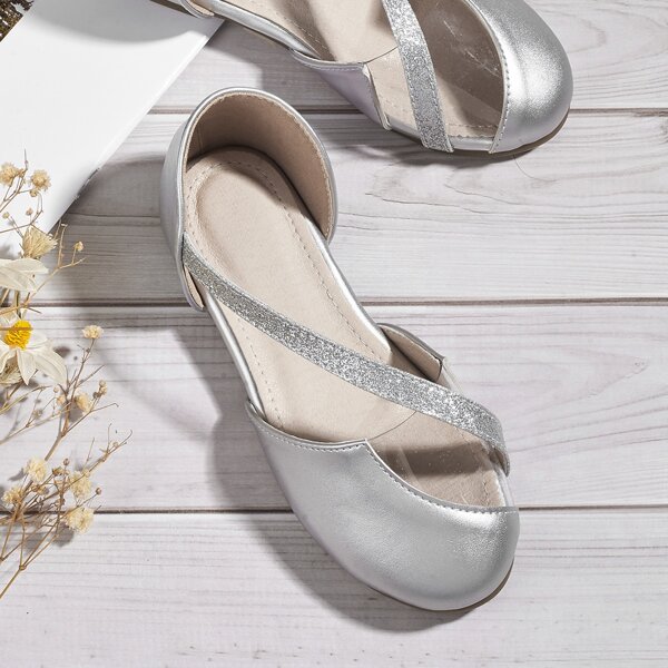 

Toddler Girls Metallic Glitter Flats, Silver