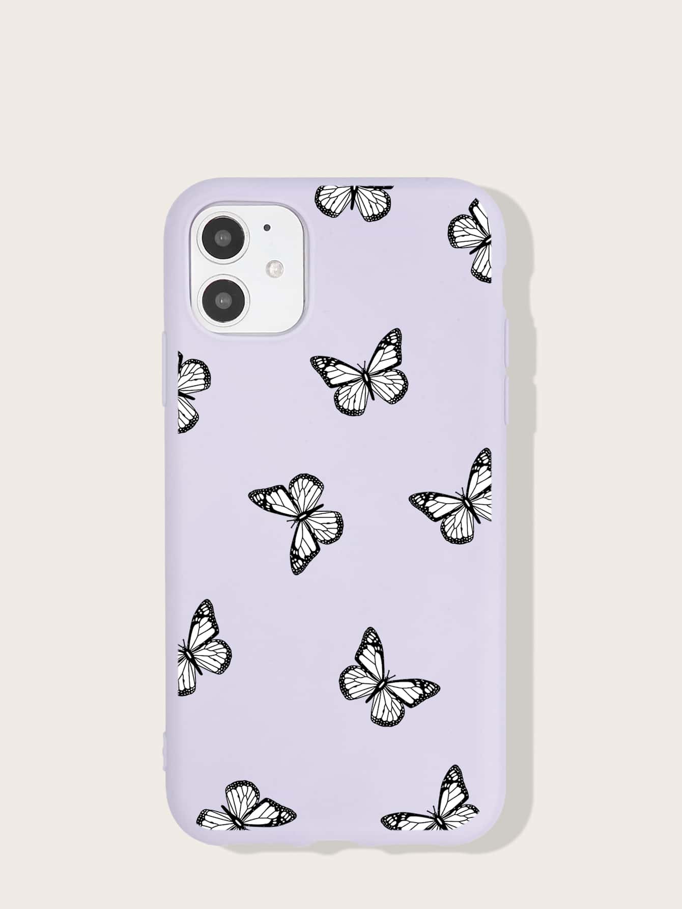 Butterfly Print Case Compatible With iPhone - Purple - View 1
