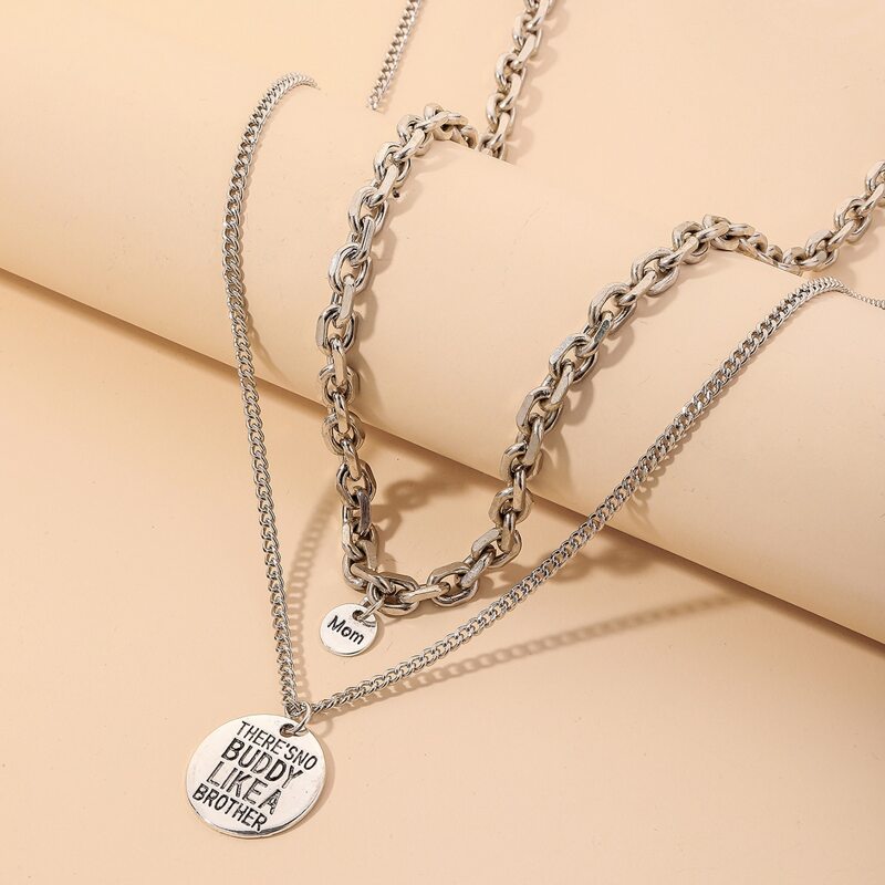

2pcs Disc Charm Necklace, Silver