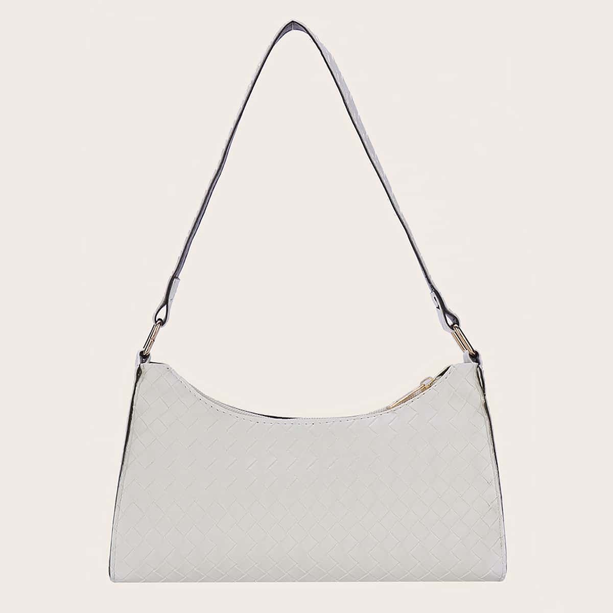 

Braided Design Shoulder Bag, White