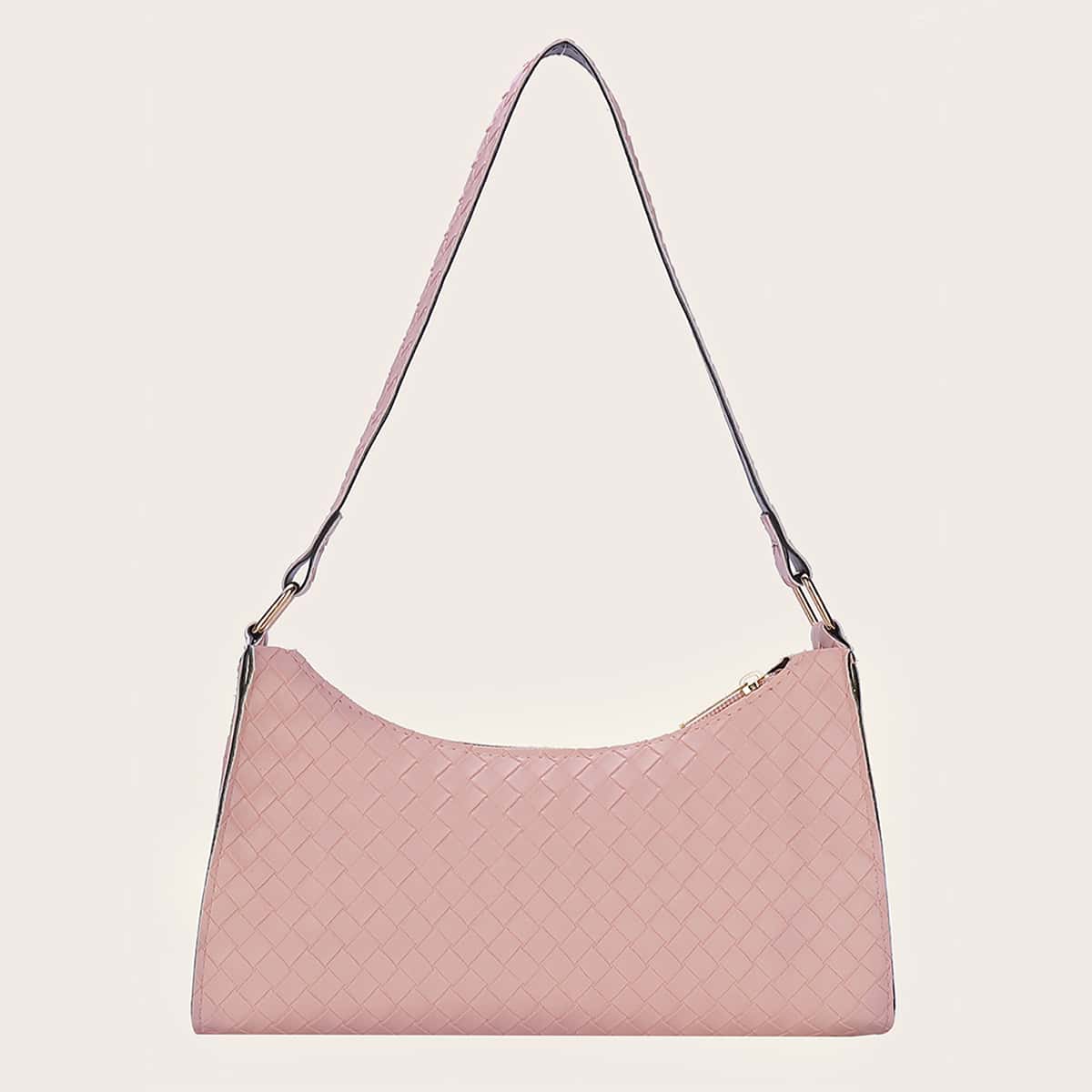 

Braided Design Shoulder Bag, Pink