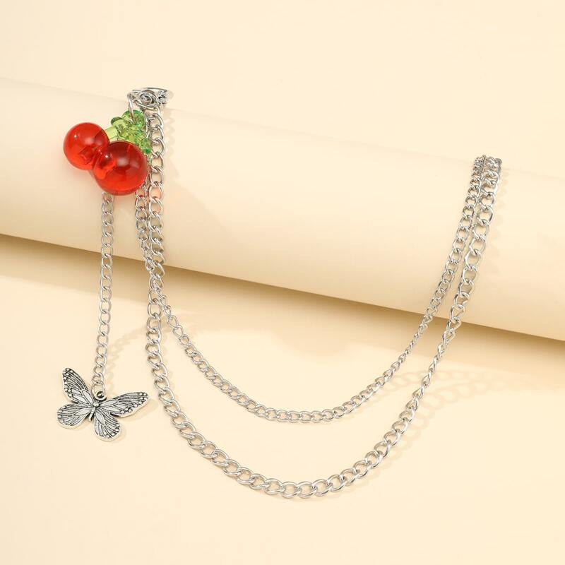 

Cherry & Butterfly Decor Pants Chain, Silver